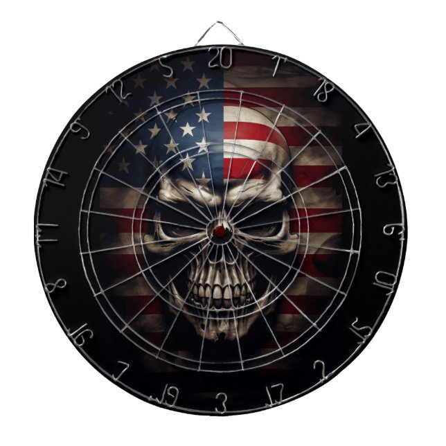 Tabla Dardos American Flag Skull (Frente)