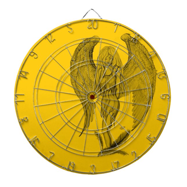 Tabla Dardos Anjo - design preto e amarelo (Frente)