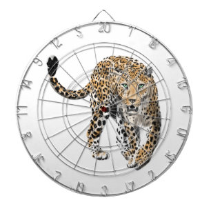 Tabla Dardos aquarela leopardo gato da selva animal pintado ver