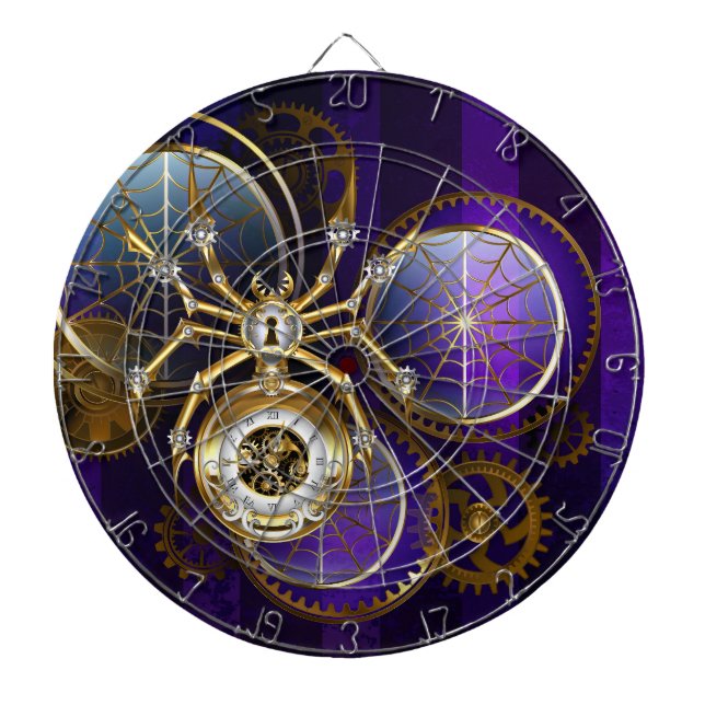 Tabla Dardos Aranha Steampunk no fundo roxo (Frente)