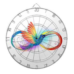 Tabla Dardos Arco-íris Hummingbird com símbolo Infinito