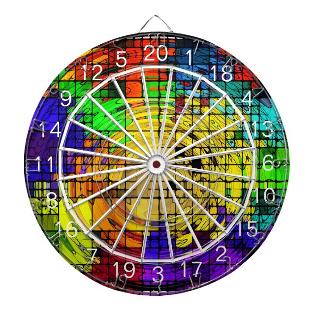 Tabla Dardos Arte Abstrata em Cores Primárias Ripos Tabuleiro d (Frente)
