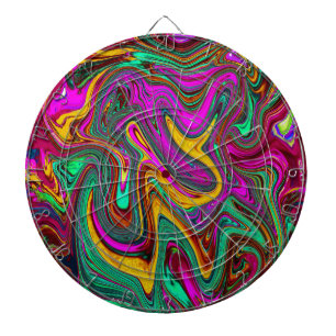 Tabla Dardos Arte Abstrata Rosa Quente Marmorizada e Verde Espu