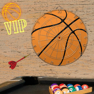 Tabla Dardos Arte de Basquete de Laranja Moderna e Preta Person