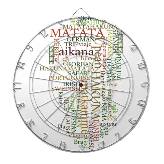 Tabla Dardos Arte em Nuvem Global de Hakuna Matata Multilíngue (Frente)
