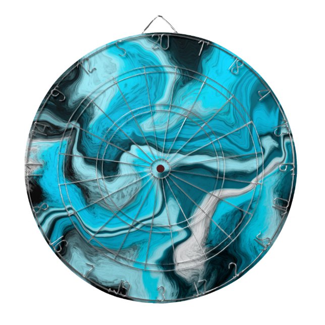 Tabla Dardos Arte Fluida Azul, Preta e Branca (Frente)
