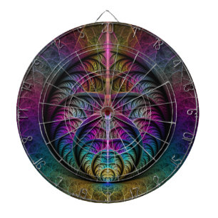 Tabla Dardos Arte Fractal Abstrato com Padrão Trippy