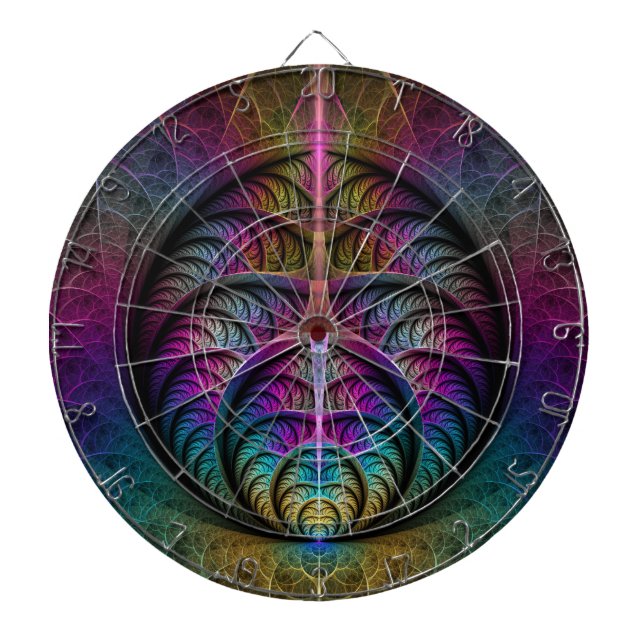 Tabla Dardos Arte Fractal Abstrato com Padrão Trippy (Frente)