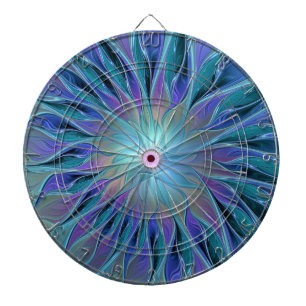 Tabla Dardos Arte Fractal Abstrato de Sonho Roxo Azul