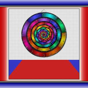Tabla Dardos Arte Fractal Arredondada e Psicodélica Colorida M