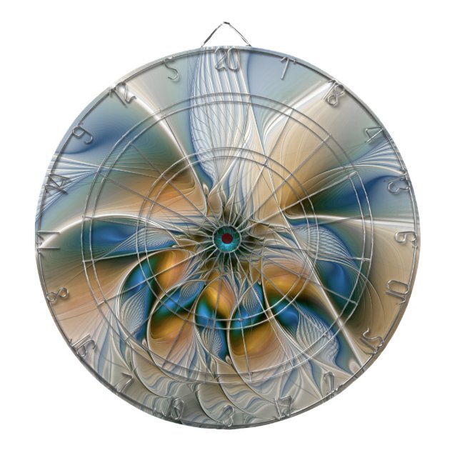 Tabla Dardos Arte fractal de fantasia abstrata azulada (Frente)