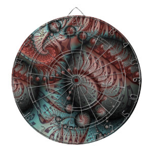Tabla Dardos Arte fractal fantasia vívida abstrata marrom azul