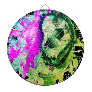 Tabla Dardos Arte Neon de Halloween Aquarela Crânio Gótico
