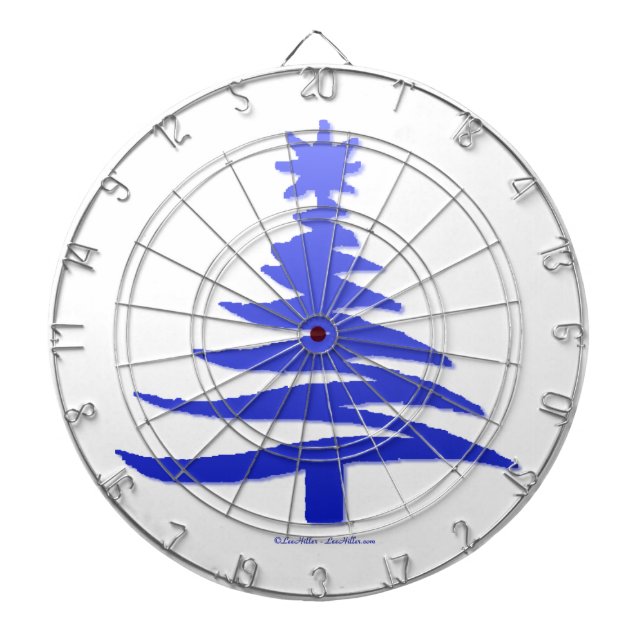Tabla Dardos Árvore Natal Estêncil Cobalto Azul (Frente)