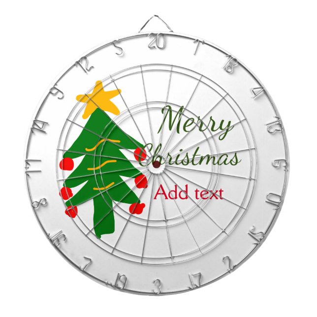 Tabla Dardos Árvore verde de natal vermelho feliz Natal adicion (Frente)