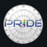 Tabla Dardos As letras metálicas da palavra orgulho de Slippery<br><div class="desc">As letras metálicas da palavra orgulho de SlipperyJoe's irradiam presentes artísticos gays LGBTQIA coragem espectro forças brilham ousados vivem brilhantes amam cores do arco-íris gay transmitem celebração inclusiva força espírito identidade imparável</div>