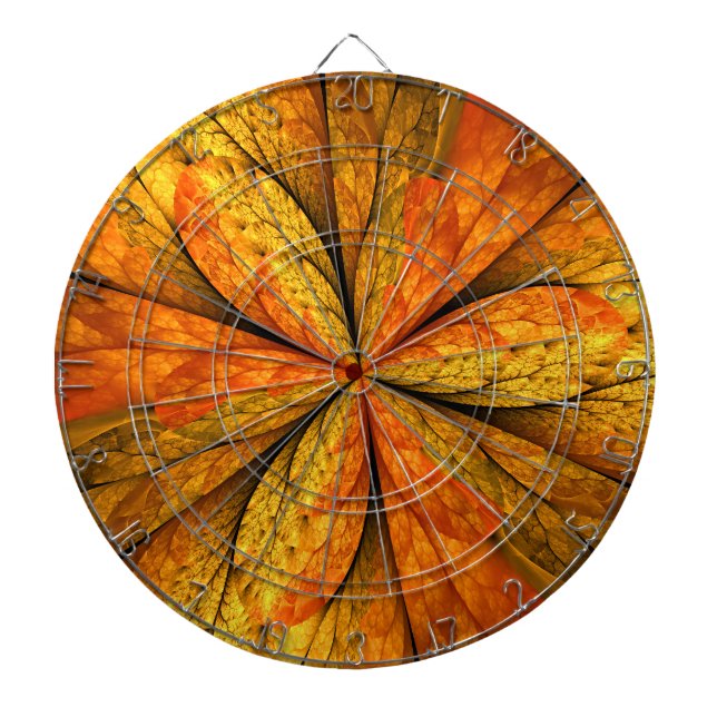 Tabla Dardos Autumn Plant, Modern Abstrato Fractal Art Leaf (Frente)