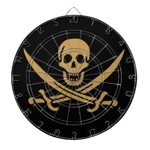 Tabla Dardos Aztec Dourado Crânio e Cutlass Pirata Calico Jack