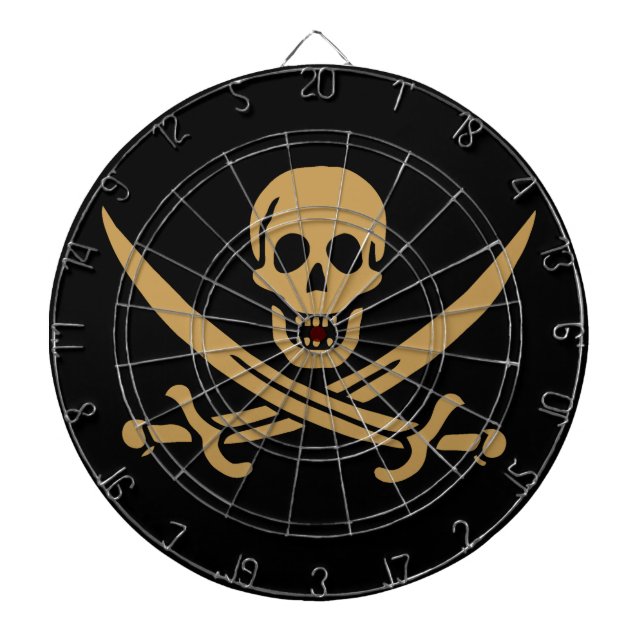 Tabla Dardos Aztec Dourado Crânio e Cutlass Pirata Calico Jack (Frente)