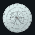 Tabla Dardos Azul-Azul-Azul-Escuro-Elegante Moderno<br><div class="desc">O elegante design apresenta sua inicial em um lindo roteiro de caligrafia com flores que envolvem seu nome familiar. Faz um presente de excelente para a vovó, um aniversário, para Dia de as mães ou qualquer outro feriado familiar.</div>