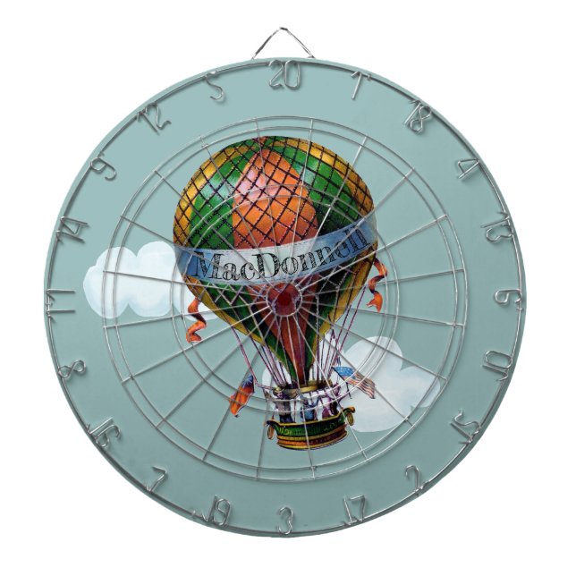 Tabla Dardos Balão de Ar Quente com Nuvens Personalize (Frente)