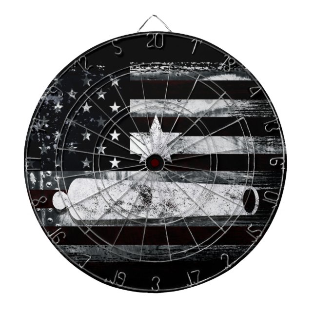 Tabla Dardos Bandeira Americana Industrial com Estrela e Canhão (Frente)