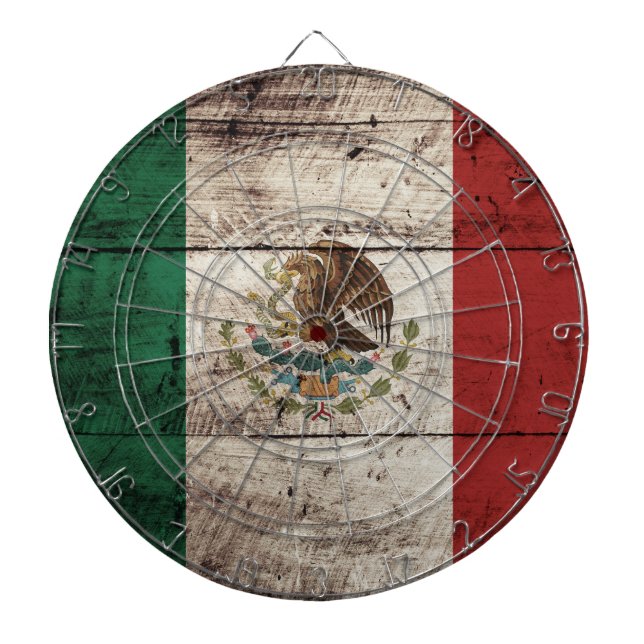 Tabla Dardos Bandeira de México na grão de madeira velha (Frente)