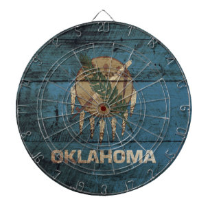 Tabla Dardos Bandeira do Estado de Oklahoma em Old Wood Grain