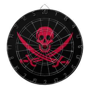 Tabla Dardos Bandeira pirata da Caveira Vermelha e Espadas de C
