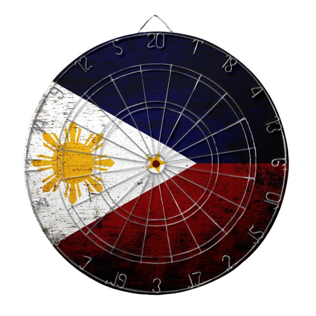 Tabla Dardos Bandeira preta de Filipinas do Grunge (Frente)