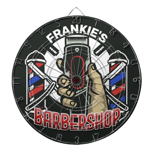 Tabla Dardos Barbearia de Compro de Barber Retroativo do NOME P (Frente)