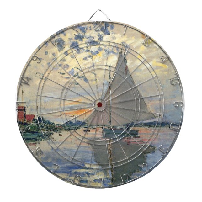 Tabla Dardos Barco à Vela de Monet Impressionismo Francês Arte  (Frente)