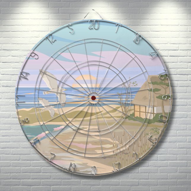 Tabla Dardos Beach House (Artistic Colorful Beach Dart Board)