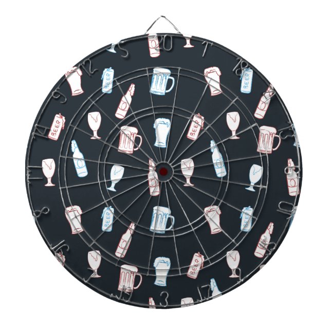 Tabla Dardos Beers Rustic Hand Drawn Whimsical Beer Man Cave (Frente)