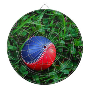 Tabla Dardos Beisebol Vermelho e Azul com Pintura Branca