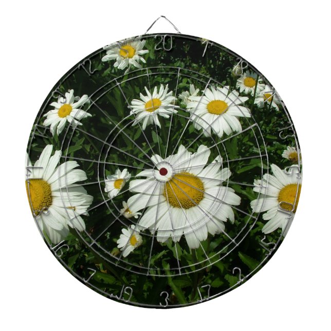 Tabla Dardos belas flores de margarida branca. (Frente)