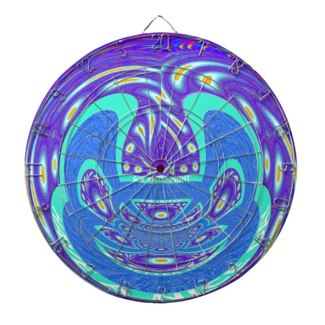 Tabla Dardos Belo design de vetor de caleidoscópio azul ciano (Frente)