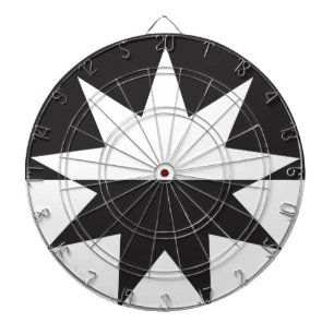 Tabla Dardos Black White Deco Star Sunburst