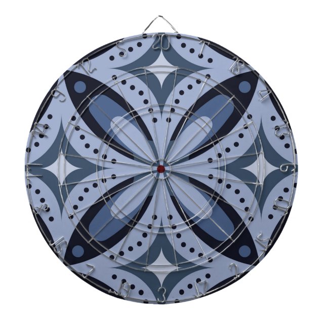 Tabla Dardos Blue Geometric Pattern Retro Style (Frente)