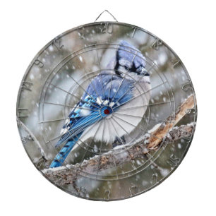 Tabla Dardos Blue Jay em uma tempestade de neve
