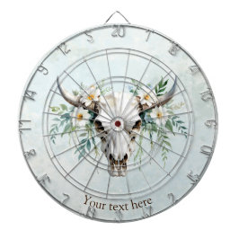 Tabla Dardos Boho Chic Watercolor Vaca Floral