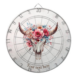 Tabla Dardos Boho Chic Watercolor Vaca Floral