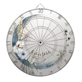 Tabla Dardos Boho White Orchid Flores Blue Moon Elegant