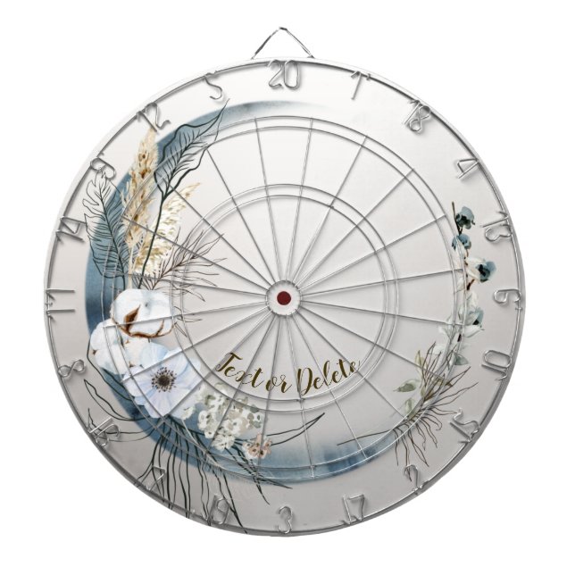 Tabla Dardos Boho White Orchid Flores Blue Moon Elegant (Frente)