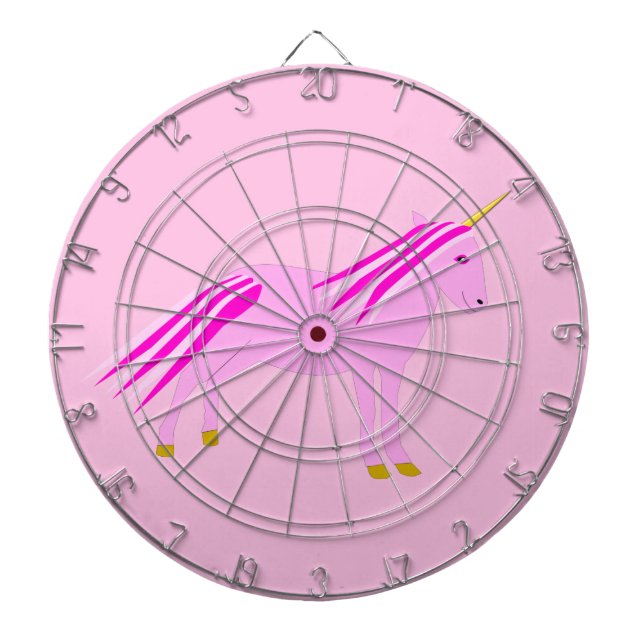 Tabla Dardos Bonito menina rosa Unicórnio (Frente)