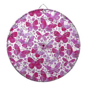 Tabla Dardos Borboletas Aquarela Magenta Rosa