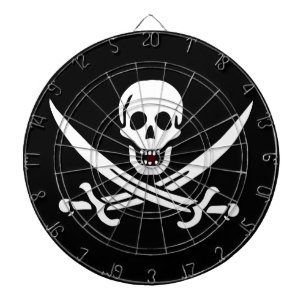 Tabla Dardos Branco, Bandeira Pirata Calico Jack, Caveira e Cut