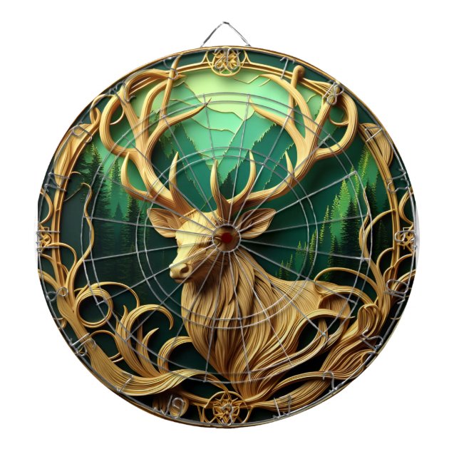 Tabla Dardos Buck majestoso jorrando em uma floresta serena (Frente)