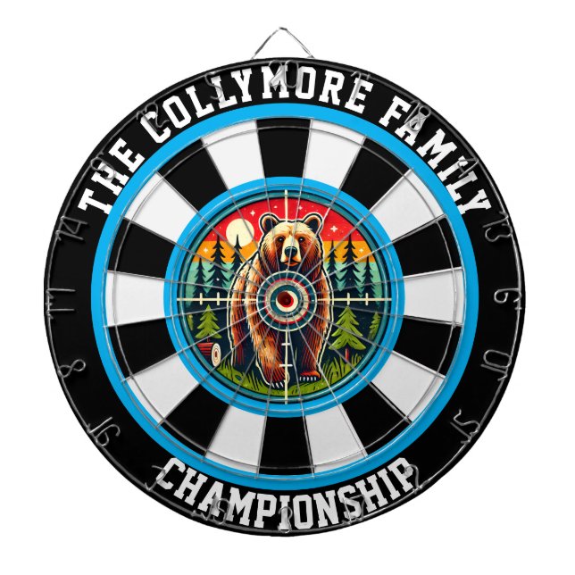 Tabla Dardos Bullseye Grizzly em Arte Florestal (Frente)