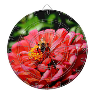 Tabla Dardos Bumble floral de coral vermelho elegante